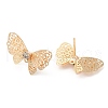 Brass with Glass Stud Earring Findings KK-K333-71G-2