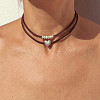 Bohemian Style Heart Alloy Pendant Imitation Leather Cord Double Layer Necklaces FS-WG24C6C-01-2