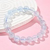Natural Aquamarine Round Bead Stretch Bracelets for Men Women BJEW-U034-01A-01-3