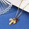 304 Stainless Steel Glass Drill Birth Stone Constellation Pendant Necklaces STAS-D305-08G-A-5