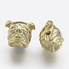 Brass Micro Pave Cubic Zirconia Puppy Beads ZIRC-F041-19G-1