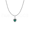 925 Sterling Silver Pave Cubic Zirconia Birthstone Heart Pendant Necklaces for Women EE9411-11-4
