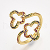 Brass Micro Pave Cubic Zirconia Cuff Rings RJEW-S044-038-1
