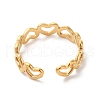 Ion Plating(IP) 304 Stainless Steel Hollow Heart Open Cuff Ring for Women RJEW-K245-28G-2