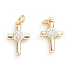 Brass Micro Pave Cubic Zirconia Tiny Cross Charms ZIRC-G165-03G-2