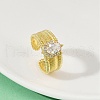 Brass Micro Pave Cubic Zirconia Open Cuff Rings for Women RJEW-U059-01G-02-3