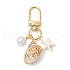 Spiral Shell & Synthetic Turquoise Starfish Pendant Decorations HJEW-JM03171-05-2