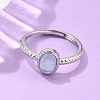 Oval Natural Aquamarine Adjustable Rings RJEW-G273-04P-02-2