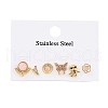 304 Stainless Steel Rhinestone Stone Dyeing Stud Earrings EJEW-S224-04G-04-2