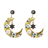Moon & Star Glass Seed Beaded Stud Dangle Earrings for Women EJEW-MZ00200-1