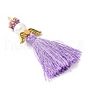 Glass Pearl Round Beaded with Polycotton Tassel Big Pendants PALLOY-MZ00611-04-2