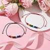 2Pcs 2 Color Natural & Synthetic Mixed Gemstone Round Braided Bead Anklets Set AJEW-AN00551-2
