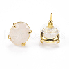 Natural Rose Quartz Stud Earrings EJEW-L196-04G-2