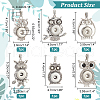  6Pcs 6 Style Alloy Rhinestone Hang Snap Base Pendants FIND-NB0003-51-2