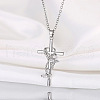 Brass Pave Cubic Zirconia Butterfly Wrapped Cross Pendant Necklaces for Women FS-WG0C599-01-1