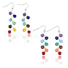 ANATTASOUL 2 Pairs 2 Style Dyed Natural & Synthetic Mixed Gemstone Round Beaded Dangle Earrings EJEW-AN0002-78-1