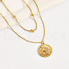 Fashionable Stainless Steel Double Layer Flat Round Pendant Necklaces for Women TS8572-1