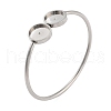 Tarnish Resistant 304 Stainless Steel Blank Bangle Bases with Flat Round Tray STAS-G337-01P-1