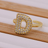 Brass Micro Pave Clear Cubic Zirconia Initial Cuff Rings FS-WGB210B-05-1