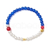 1Pcs Crystal Glass Round Beads Stretch Bracelets & 1Pcs Round Glass with ABS Plastic Imitation Pearl Beaded Strech Bracelets for Women BJEW-JB11733-7