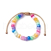 7-Color Rondelle Acrylic Braided Beaded Bracelets BJEW-JB10223-02-1