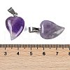 Natural Amethyst Heart Pendants G-H073-03P-01-3