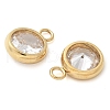 304 Stainless Steel Clear Cubic Zirconia Charms STAS-Q345-24G-2