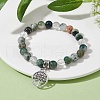 Natural Tree Agate Round Bead Stretch Bracelets BJEW-JB09872-01-4