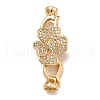 Brass Micro Pave Clear Cubic Zirconia Fold Over Clasps KK-U037-20G-1