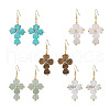 Natural & Synthetic Mixed Gemstone Cross Dangle Earrings EJEW-JE05256-1