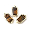 Natural Tiger Eye Faceted Rectangle Connector Charms G-H323-04G-03-1