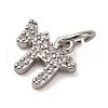 Brass Micro Pave Cubic Zirconia Chai Charms KK-P308-62P-2