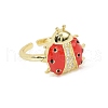 Brass Micro Pave Clear Cubic Zirconia Open Cuff Rings RJEW-R024-01G-6
