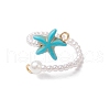 3Pcs 3 Colors Synthetic Turquoise Cuff Rings RJEW-JR00902-4