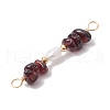 Natural Garnet Chip & Natural Cultured Freshwater Pearl Rice Beaded Connector Charms PALLOY-JF03707-04-4
