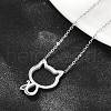 304 Stainless Steel Cat Outline Pendant Necklaces for Women NJEW-F339-03P-4
