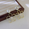 Flower Alloy Plastic Imitation Pearl Dangle Stud Earrings FS-WG6080C-01-3