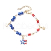 Independence Day Natural Dyed Yellow Jade Gemstone Round Beads & Glass Seed Beads Bracelets BJEW-MZ00180-03-2