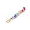 Chakra Natural Lapis Lazuli & Aquamarine & Green Aventurinee & Amethyst & Red Agate & Yellow Opal & Garnet Faceted Round Beaded Pendants PALLOY-JF03559-02-4