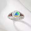 Colorful Roman Numeral 925 Sterling Silver with Cubic Zirconia Adjustable Finger Rings KH4989-2-4