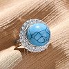 Natural & Synthetic Mixed Gemstone Round Adjustable Finger Rings RJEW-K241-05P-2