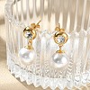 304 Stainless Steel Plastic Pearl Round Dangle Stud Earrings EJEW-V008-01G-5