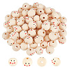 GOMAKERER 80Pcs Printed Wood European Beads WOOD-GO0001-06-1