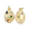 Oval Brass Micro Pave Colorful Cubic Zirconia Pendants KK-G406-31G-2