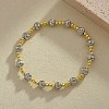 Brass Round Beaded Stretch Bracelets for Women Men BJEW-Z129-01GP-1