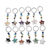 Star Brass Gemstone Keychains HJEW-S006-01P-1