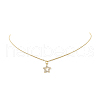 Brass Pendant Necklace with Clear Cubic Zirconia NJEW-JN04250-02-7