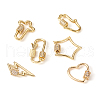 6Pcs 6 Styles Brass Micro Pave Clear Cubic Zirconia Keychain Clasps KK-TA0001-21-2
