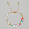 Shell Letter Charm Bead Bracelets ZZ0793-14-1
