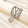 Hollow Out Leaf Alloy Cuff Bangles & Cuff Rings Sets FS-WGC430D-01-4
